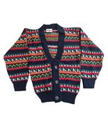 Vintage 90s Cadet Club USA Knit Cardigan Boys 7 Retro Preppy Cozy Geometric - $39.99