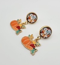 Autumn Thanksgiving Holiday Pumpkin Harvest Stud Post Fashion Dangle - £15.13 GBP