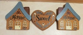 Home Sweet Home Wood Shelf Sitter Wall Plaque Decor Country Farm 3 Pieces - $12.99