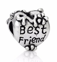 Bead Best Friend Heart European Charm Large Hole Bead for Bracelets C104 - £2.76 GBP