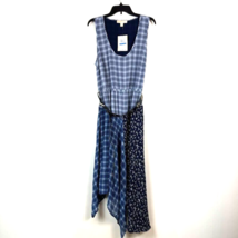 Michael Kors Womens Medium XL Blue Chambray Patchwork Handkerchief Dress NWTCT79 - £68.13 GBP