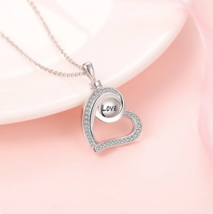 18K 925 Sterling Silver Forever Love Cremation Urn Heart Pendant Necklace - £99.91 GBP