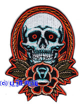 SKULL ROSE PATCH chopper motorcycle biker patches old school tattoo art - £6.38 GBP