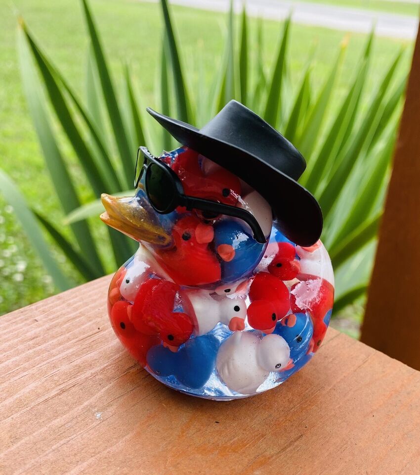 Patriotic Duck With Cowboy Hat & Glasses, America Duck, USA Duck, With Gift Box