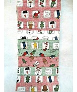 Fabric Red Rooster Christmas &quot;Deck the Halls&quot; 7 Pcs Santa Mittens Pastel... - £4.34 GBP
