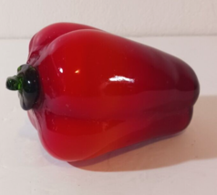 Vintage Bell Pepper Red Art Glass Hand Blown Vegetable 5&quot; - £7.11 GBP