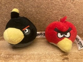 Pair Angry Birds Red Bird/Black Bomb Finger Puppet Flinger 2011 Rovio - £7.15 GBP