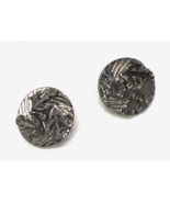 2 Antique Silver Glass Buttons Raised Nautical Anchor Raised Design 1/2" - $7.43
