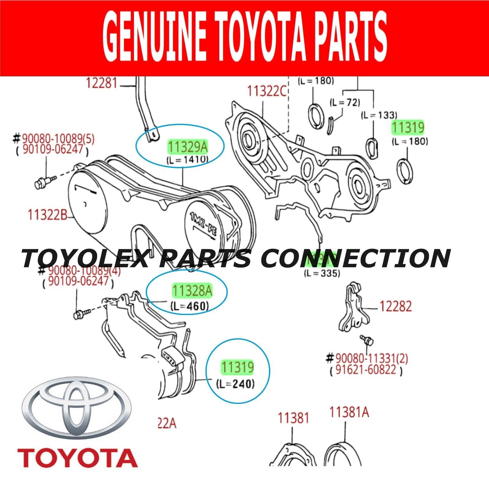 TOYOTA & LEXUS OEM NEW TIMING COVER GASKETS (3 PCS) FOR A V6 1MZFE 3.0 LITER ENG - $34.24
