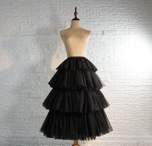 Black Layered Tulle Skirt Outfit Women Plus Size Ruffle Tulle Skirt image 2