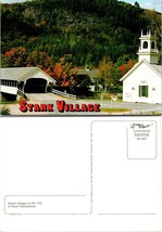 New Hampshire Stark Village Route 110 Covered Bridge Autumn Church VTG Postcard - £7.51 GBP