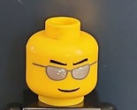 LEGO City Minifigure Head Yellow Male Silver Sunglasses Cool - $1.89