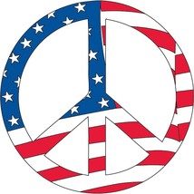 American Flag Peace Sign Car Fridge Locker Decal (2-5/8&quot;) - £8.07 GBP