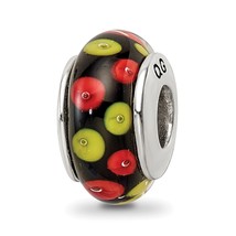 SimStars Reflections Red &amp; Black Hand Blown Glass Bead - £22.88 GBP