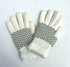 Womens Winter Snow Glove Warm Diamond Pattern Knit W/ Cozy Lining Cream ... - $17.98