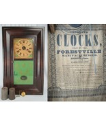 rare ogee clock Forestville Conn OG Shelf Mantel WALNUT reverse painted ... - £181.73 GBP