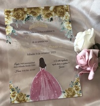 Acrylic 15th Quinceanera Invitation,Transparent Girls&#39; Party Birthday In... - $32.00+
