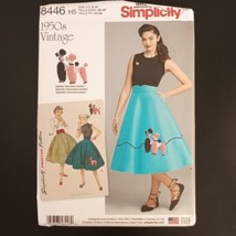 Simplicity 8446 Misses&#39; Vintage Skirt and Cummerbund Poodle H5 6-14 U5 1... - $5.46