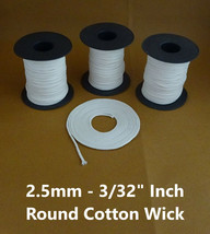 2.5mm - 3/32&quot; Inch Round Cotton Lamp Lantern Wick FREE Worldwide Shipping - $14.36