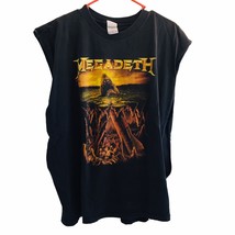 Vintage Megadeth Cut Up Sides T-Shirt Tennessee River Tag Shark Ocean Print 2XL - £67.22 GBP