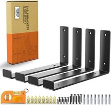 Shelf Brackets Heavy Duty Black 12 inch Shelves Brackets Lip  4 Pack (11.25&quot;x6&quot;) - £18.94 GBP