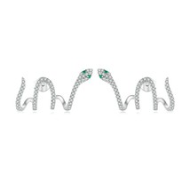 WOSTU 925 Silver Women Stud Earrings Multi-layer Earring Green Crystal Zircon St - £18.47 GBP