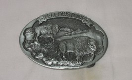 Vintage Yellow Stone With Buffalo Pewter Belt Buckle; By Colorado Silver... - £18.69 GBP