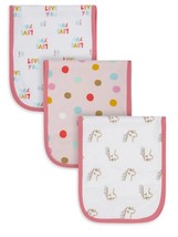 Gerber Organic Cotton Interlock Terry Burp Cloths, 3Pk (Baby Girl), Unicorns - £9.10 GBP