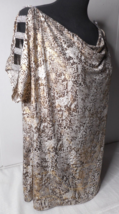 Collection Dressbarn Women XL Animal Print Shiny Surface Rhinestone Sleeve Top - £19.97 GBP