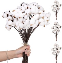 Kenning 60 Pcs Balls Artificial Cotton Flowers Antique Stems Farmhouse - £31.26 GBP