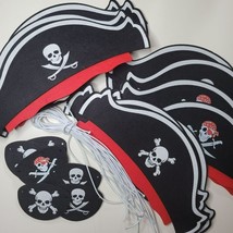 Pirate Elastic Hats Eye Patch Birthday Party Supplies Accessory Skull Cross Bone - £11.84 GBP
