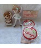 1980&#39;s Enesco, Baby Ballarina, Ice Skater ornament, two fabric magnets - $25.00