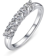 Moissanite S925 Silver 5 Stone Ring Size 6 D Color VVS1 Anniversary Jewe... - $830.22 MXN