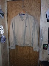 Polo Ralph Lauren Golf Jacket Men&#39;s Size Large Beige Full Zip 48×27 Cotton - £34.36 GBP