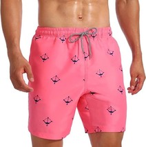 Mens PINK Biwisy Swim Trunks Pockets Quick Dry Mesh Lining Nautical Beach Shorts - £11.57 GBP