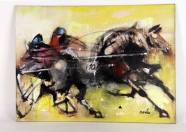 Untitled Horse Race by Jordi Bonas Oil Painting on Board 22&quot; x 30&quot; Unframed - £2,186.74 GBP