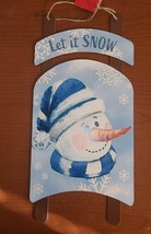 NEW CHRISTMAS WALL DECOR 16X8 inch Let It Snow Snowman Ships fast - $16.20 CAD