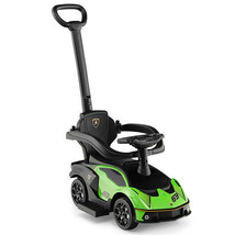 3-in-1 Licensed Lamborghini Ride on Push Car with Handle Guardrail-Green... - $111.22