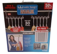 Wonder Hanger MAX Closet Space Saving Steel Gray - Pack of 10 As Seen on TV - £8.88 GBP