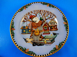 Sakura Stoneware Debbie Mumm Christmas Plate 8&quot; Woodland Santa 1998 - $9.89