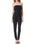 Halston Heritage Strapless Belted Jumpsuit SZ 2 Navy $545 - $2,519.79 MXN