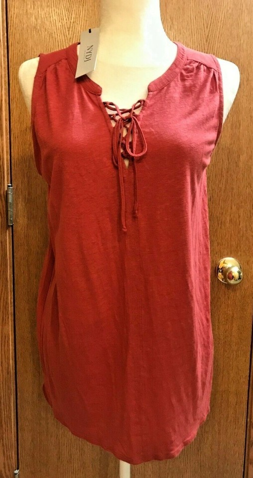 Ladies NYDJ  Lace up Summer Coppertone sleeveless Missy top Small NWT-PD... - $22.50