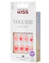 KISS Voguish Fantasy Press-On Nails, ‘festive’, Pink, Medium Almond, 31 Ct. - £10.19 GBP