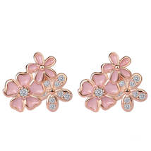 Cubic Zirconia &amp; 18K Rose Gold-Plated Flower Stud Earrings - £10.38 GBP