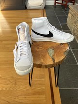 US size 12 Nike Blazer Mid Vintage White Black Sneakers - $1,819.15 MXN