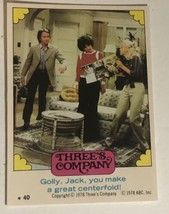 Three’s Company trading card Sticker Vintage 1978 #40 John Ritter Suzanne Somers - £1.95 GBP