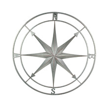 Zeckos Weathered Silver Finish Framed Compass Rose Metal Wall Hanging - £42.76 GBP
