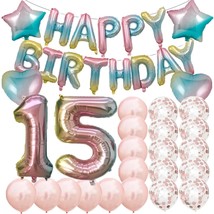 Sweet 15Th Birthday Decorations Party Supplies,Rainbow Number 15 Balloons,15Th F - £17.19 GBP