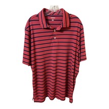 Cremeux Performance Polo Shirt XL Red Navy Blue Striped Short Sleeve Gol... - $17.77