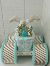 Gold and Mint Green Themed Baby Shower Decor Four Wheeler Diaper Cake Gift - £70.70 GBP